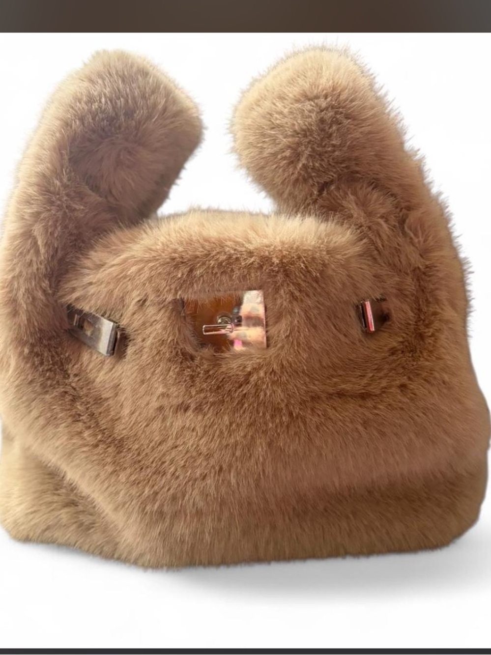Faux Fur Tan Travel Tote Bag